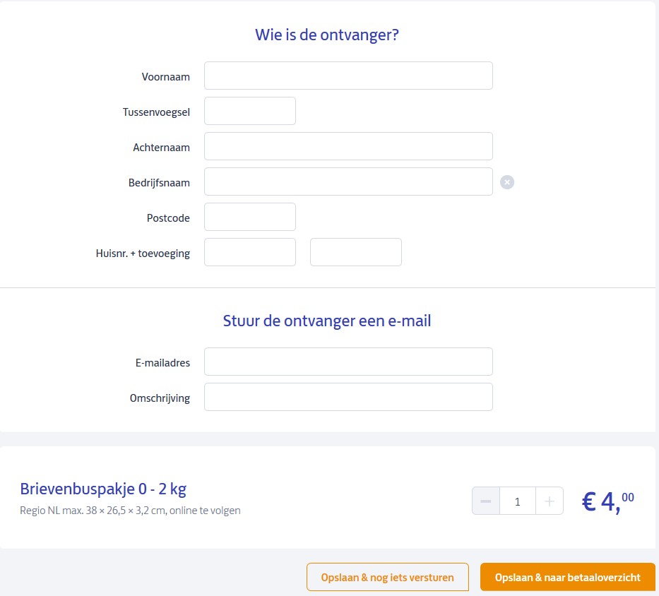 Is het mogelijk postbus nummer intypen bij online frankeren "post.nl"?(zie foto)? GoeieVraag