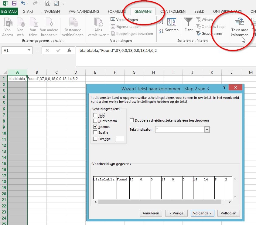 komma's in excel veranderen door naar nieuwe cel te gaan, is dat